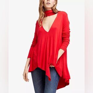 Free People Uptown Turtle Asymmetrical Hem Turtleneck Long Sleeve Top